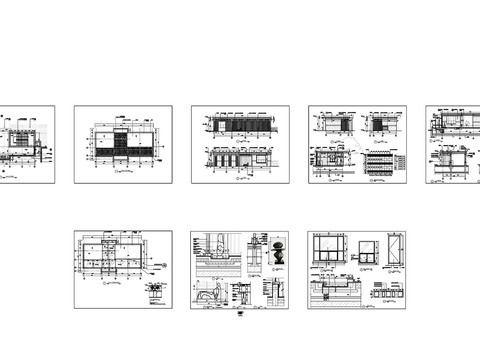  泳池入口构筑物cad立面图 