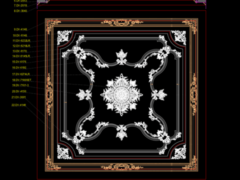  20款法式雕花板吊顶节点大样 