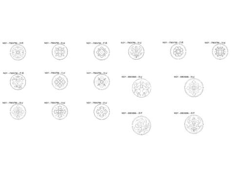  中式图腾圆形挂画立面cad图库 