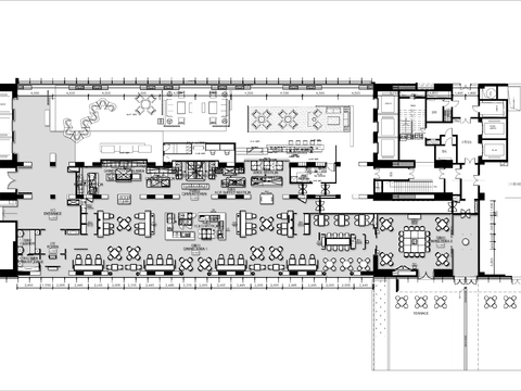  1000㎡酒店全日餐厅cad平面图 
