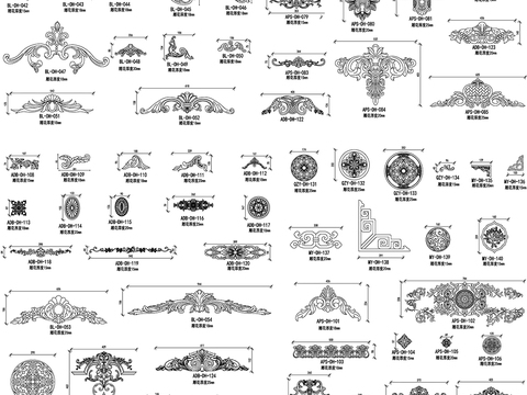  线条雕花角线罗马柱门套线刀型腰线地脚线设计cad图库 
