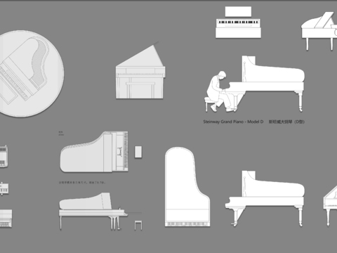  乐器 钢琴cad图库 