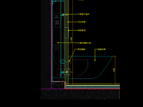  挂墙式马桶节点图CAD施工图 