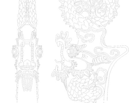  中式建筑构件屋脊正吻大样图 