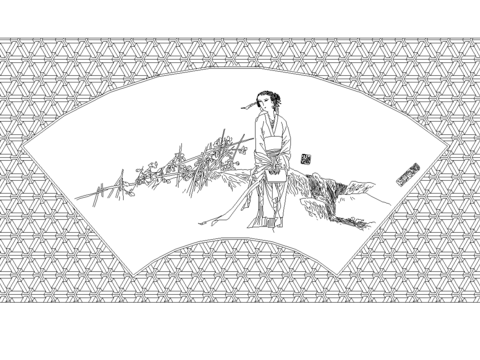  中式人物饰品画 