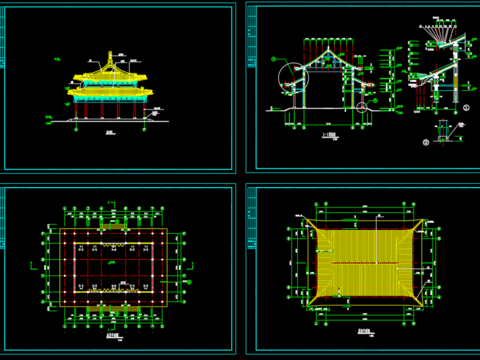  古殿建筑cad施工图 