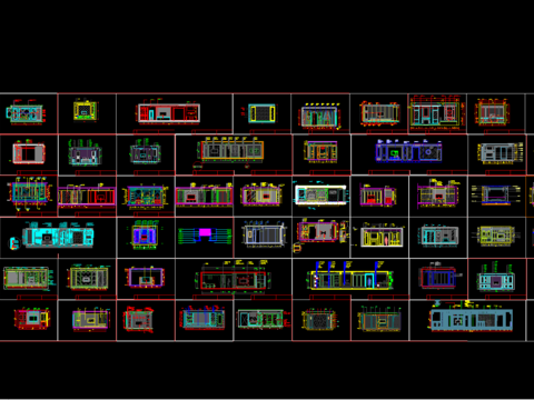  电视沙发床头背景立面设计cad施工图 