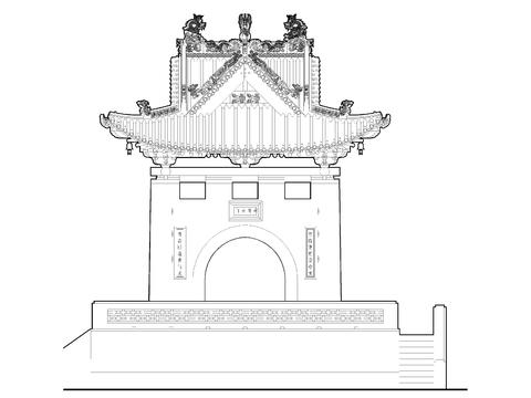  古建寺庙cad施工图 