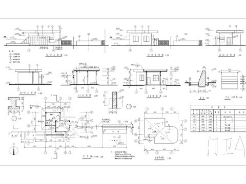  三套门卫建筑CAD施工图 