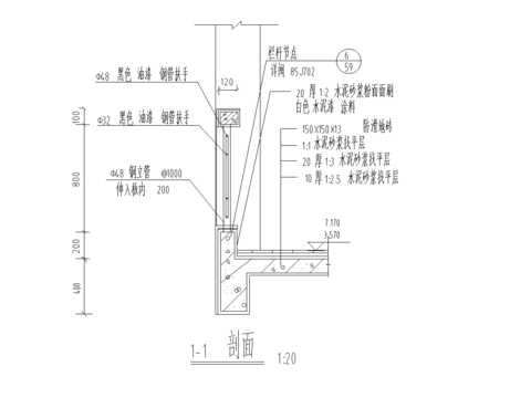  栏杆节点大样cad施工图 