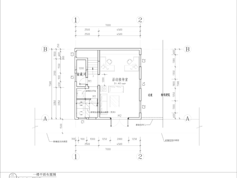  社區(qū)活動室cad平面圖 