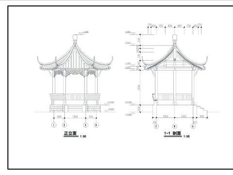  观景古亭CAD施工图 