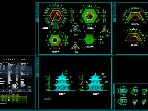  古建仿唐紫云阁cad施工图 