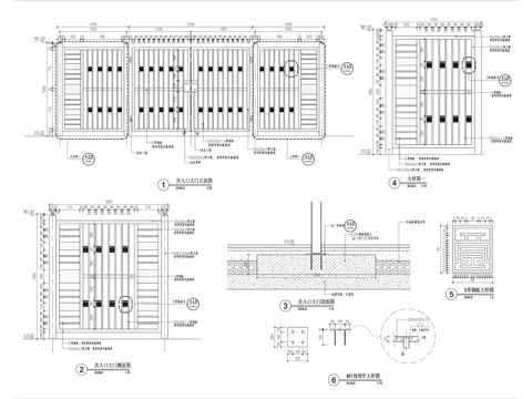  现代小区 消防门 入口大门CAD施工图 