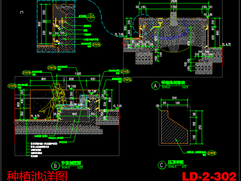  园林种植池cad大样图 