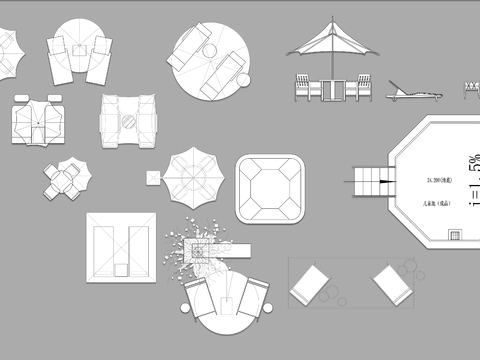  户外露营休闲躺椅cad图库 