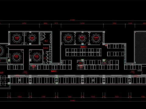  中餐厅 快餐店 饭店cad平面图 