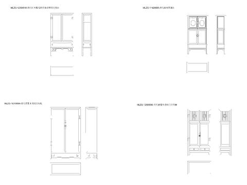  中式清代置物柜 角柜 斗柜平面图 立面图 侧面cad图库 