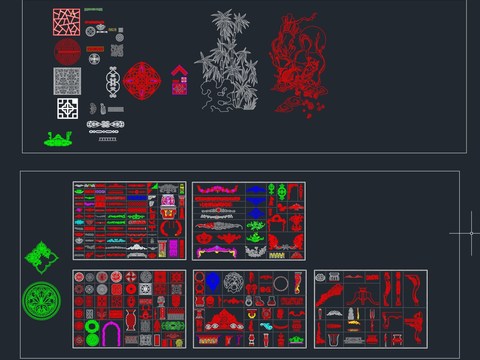  欧式雕花cad图库 