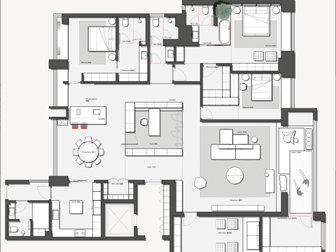  310平大平层cad平面图 