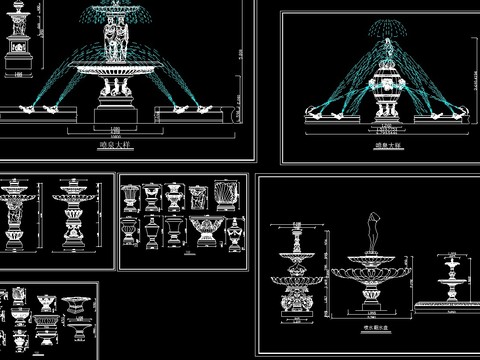  欧式喷泉花钵节点大样图 