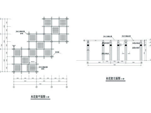  木花架节点大样 