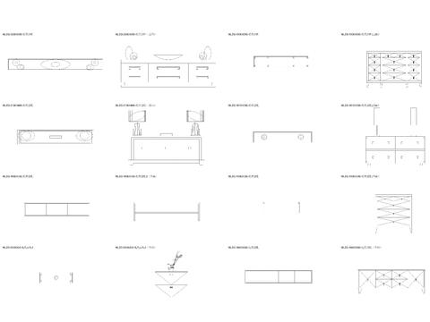  现代带抽屉边柜平立面cad图库 