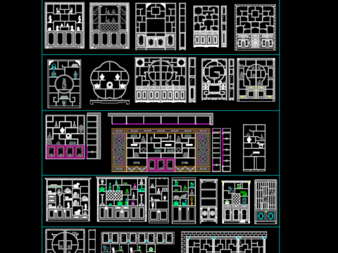  中式博古架酒柜CAD图库 