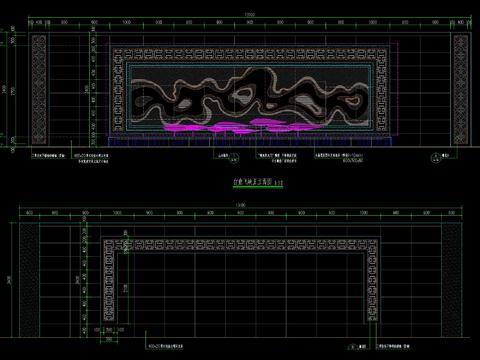  景墙水景cad大样详图 