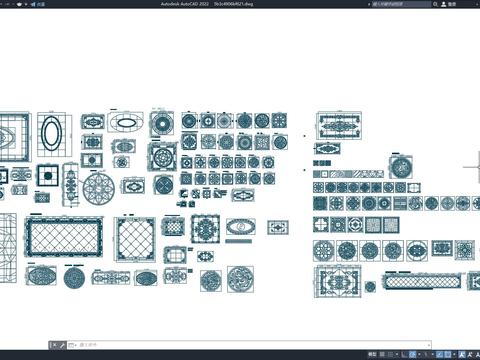  地面拼花CAD图例模块 地面拼花 地毯 花纹 地砖图案cad图库 