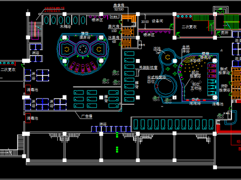  某桑拿水疗城水区cad施工图 