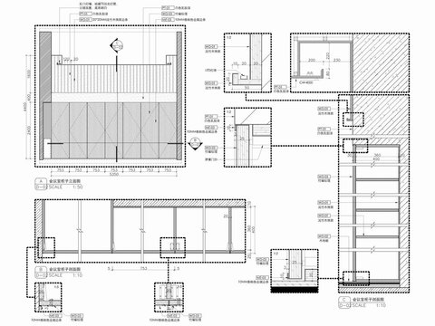  会议室装饰柜 隐藏储物柜cad大样图 