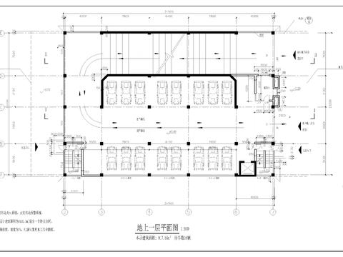  汽车库建筑cad平面图 