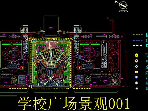  學(xué)校廣場景觀cad圖庫 