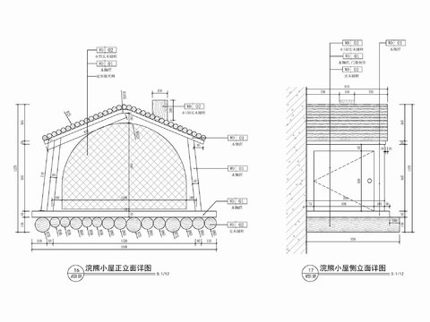  浣熊宠物小木屋cad施工详图 