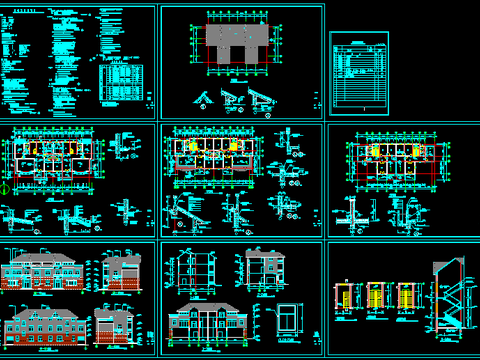  低层住宅楼建筑外观室内平面规划cad施工图 