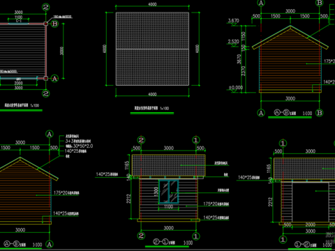  售货亭小木屋CAD节点大样 