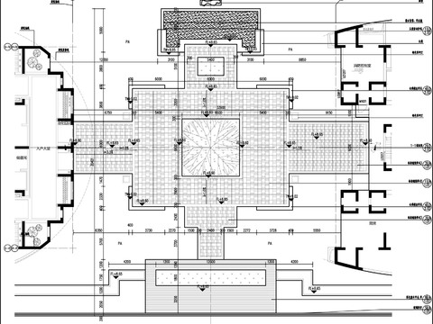  酒店中庭跌水景cad平面图 