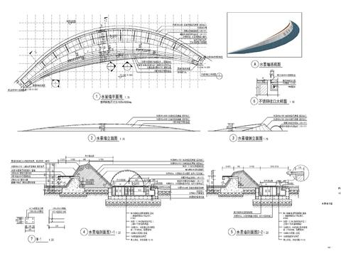  异型水景墙cad大样图 