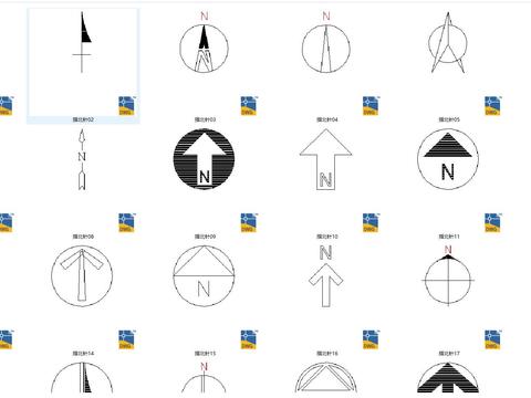  指南针指北针CAD图库 