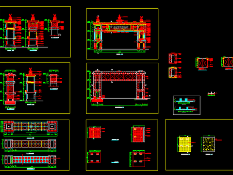  东莞南城步行街门楼cad施工图 