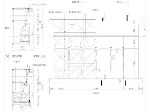  美式别墅壁炉详图 剖面节点大样图 