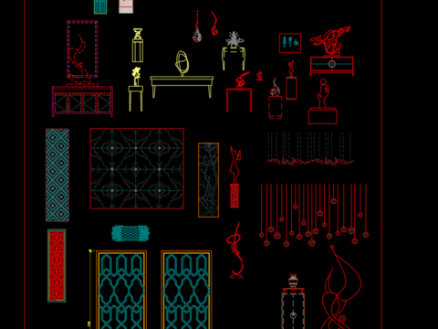  装饰品 隔断cad图库 