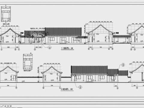  古建筑 寺庙 寺院 大殿 四合院cad施工图 