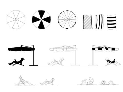  户外遮阳伞cad立面图 