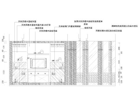  別墅餐廳cad立面圖 