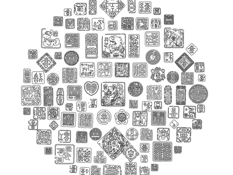  百福百禄百喜百寿CAD图库 