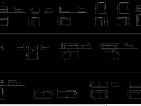  2021高端沙发平立面CAD图库 