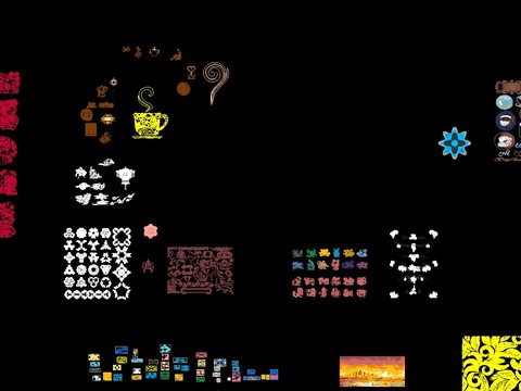  中式图案花纹cad图库 