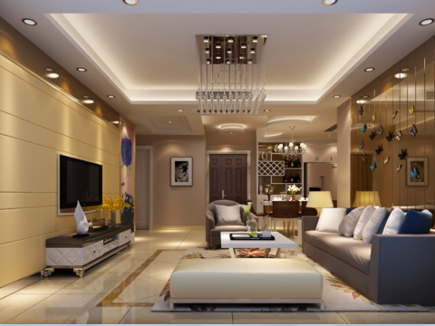  星洲城市花园现代客餐厅CAD施工图 